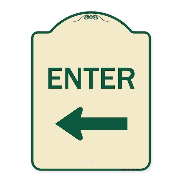 Signmission Parking Lot Enter Left Arrow Heavy-Gauge Aluminum Architectural Sign, 24" x 18", TG-1824-23427 A-DES-TG-1824-23427 - main